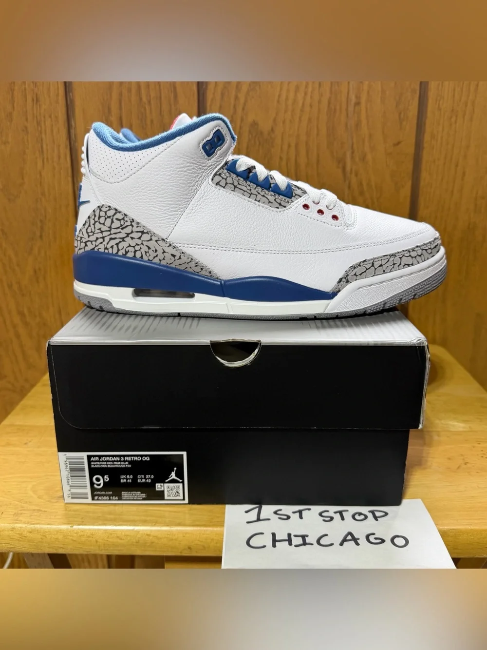 Nike Air Jordan 3 True Blue 2026 White Red Blue Mens Size 9.5 Authentic AJ3 NEW